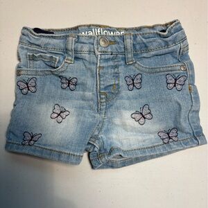 Wallflower Denim Kids Shorts with Butterfly Design